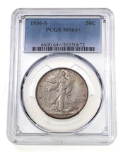 1936-S 50C Walking Liberty Half Dollar PCGS MS64+ Gorgeous - $521.42