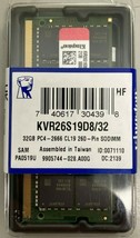 Kingston - KVR26S19D8/32 - Value Ram 32GB DDR4 Sdram Memory Module - £111.86 GBP