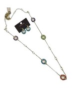 Chicos Cristal Necklace and Earring Set Oval Cristal Glass Colored Beads - £27.82 GBP