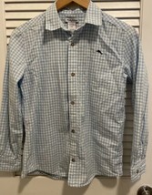 Tommy Bahama Boys Plaid Long Sleeve Button Up Shirt Blue White Size XL (14) - £14.48 GBP