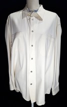 Vintage Wrangler Hero Men&#39;s L 100% Cotton Button Down Shirt Natural Color VGUC - £7.10 GBP