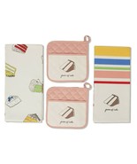Pink Kitchen Towel and Pot Holder Set 4 Pc Recipease NEW Piece of Cake - $12.19