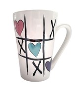Xs &amp; Hearts Tic Tac Toe Coffee Tea Mug Cup Black Pink Purple Green Ceramic - £9.26 GBP