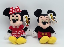 NWT Mouseketoy Walt Disney World Plush Mickey &amp; Minnie Mouse 7&quot; Stuffed ... - £34.73 GBP