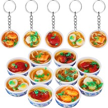 10 Pieces Mini Toy Food Keychain Pvc Simulation Flower Bowl Noodle Keychain Crea - £16.02 GBP
