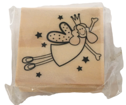 Michaels Wood Rubber Stamp Fairy Smiling Flying Princess Card Making Cra... - $4.99