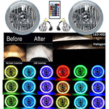 7&quot; RGB COB Multi-Color White Red Blue Green Halo Angel Eye 6K LED Headlight Pair - £235.42 GBP