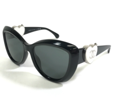 CHANEL Sunglasses 5517-A c.501/S4 Black White Cat Eye Frames Mirror Clasp Hearts - $841.28