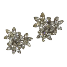 Vintage Earrings Signed ORA Floral Clear Rhinestone screwback cottagecor... - £15.52 GBP