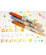 3 MeTALLiC SHARPIE Gold Silver Bronze Permanent sHiNy Magic Marker POiNT... - $32.05 CAD