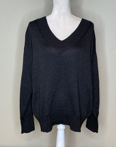 DKNY NWT Women’s V Neck Pullover sweater Size L Black H2 - £17.53 GBP