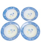 4 Gibson Housewares Riviera Van Beers Day Dream Flowers Blue Rimmed Bowl... - $35.03