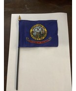 New Idaho State Mini Desk Flag - Black Wood Stick Gold Top 4” X 6” - $10.94 CAD