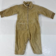 70s Montgomery Ward Corduroy Overalls Size 18 Months Baby Khaki Work Bei... - $18.52
