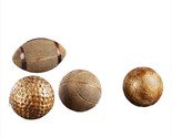 Sports Ball Figurines 4&quot; High Set 4 Football Golf Basketball Soccer Poly... - $28.70