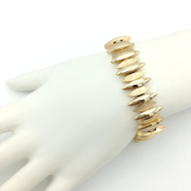 CROWN TRIFARI vintage gold-plated shiny &amp; textured link bracelet - signed 7&quot; - £24.03 GBP