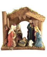 Vintage Mini Nativity Scene Hand-Painted Figures Wood Stable 5” Christma... - $370.30 MXN