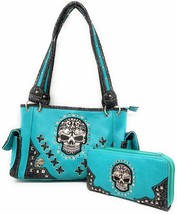 Texas West Women&#39;s Embroidered Flora Sugar Skull Purse Handbag and Clutc... - £47.32 GBP