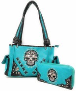Texas West Women&#39;s Embroidered Flora Sugar Skull Purse Handbag and Clutc... - $59.39