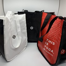 Lululemon Reusable Shopping Gift Bag Yoga Logo Small Tote Lot 3 Black Re... - $14.75