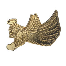 Angel Pin Brooch Gold Tone Christianity Christian Cute Halo Catholic - £9.34 GBP