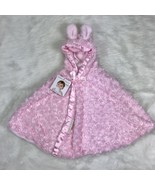 Blankets and Beyond Hooded Cape Pink Bunny Ears Rosette Plush Satin Trim... - £23.34 GBP