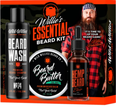 NEW Wild Willie&#39;s Essential Beard Kit w/ wash, butter &amp; elixir oil set for men - £13.95 GBP