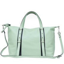Caterina Lucci Italian Made Pistachio Green Leather Carryall Tote Handbag - $293.29