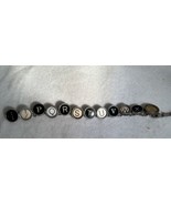 Antique Typewriter Keys Bracelet PQRSTUVWX:/;? and Shift Lock Black/Whit... - £22.85 GBP