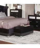 Black Tufted Storage Trunk with Nailhead Trim - Elegant Home Decor - €257,04 EUR