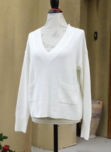 Banana Republic Long Sleeve Sweater (Cozy Pocket V-Neck Sweater), S, white, NWT - £30.48 GBP