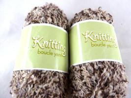 Knitting Boucle Yarn Brown &amp; beige 50 Grams each 98% Acrylic, 2% Polyest... - $9.89