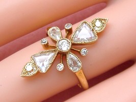 Antique Victorian 1.15ctw Triangle &amp; Pear Yellow Diamond 18K Cocktail Ring c1880 - £4,470.40 GBP