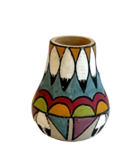 Vintage Native American Miniature Pottery Vessel Multicolored Design - £20.16 GBP
