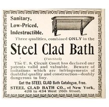 Steel Clad Bath Tub 1897 Advertisement Victorian Bathroom Appliance ADBN1A7 - $12.99