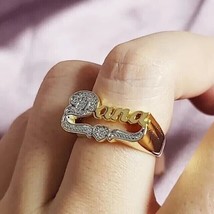 Men&#39;s 0.5CT Round Cut Moissanite Custom Name Wedding Ring 14K Yellow Gold Plated - £124.96 GBP