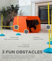 Dog Agility Starter Kit Obstacle Course Training Equipment Tunnel Weave Pole New - £49.40 GBP