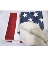 4th of July Patriotic Stars Stripes Plush SHERPA LINED Red Throw Blanket... - £21.89 GBP
