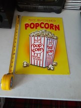 Hot Buttered Popcorn - Metal Sign Movie Theater 12.5”x 16.7”, VG - £6.25 GBP