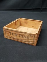 Antique Wood Ten Pins Toy Game Milton Bradley Original dovetail Box ONLY - £14.56 GBP
