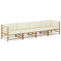 vidaXL Cream White Modular Bamboo Garden Lounge Set for 4-6 People - $8,827.10 MXN