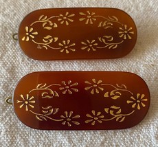 ⭕⭕VTG, 2 x Hair Clips, Bobby Pins, Retro 80s, Brown and Gold, 6cm Long, ... - $9.90