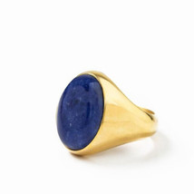 14k Sodalite Ring Men, Signet Ring Men Gold, Large Signet Ring, Blue Agate Ring - £1,518.76 GBP