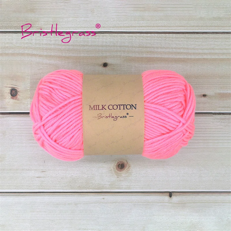BRISTLEGRASS Acrylic Crochet Wool Yarn 50g Pom-poms Milk Cotton -Geraniu... - €2,61 EUR