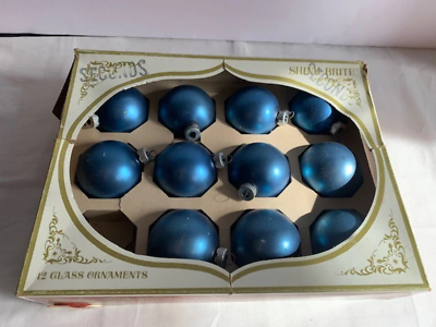 Vintage Shiny Brite Blue glass ornaments with box Item image 3