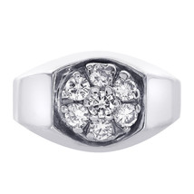 0.65 Carat Diamond Flower Style Men&#39;s Ring 14K White Gold - £869.70 GBP
