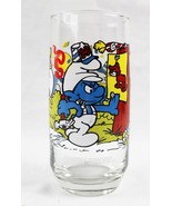 VINTAGE 1983 Hardee&#39;s Smurfs Handy Smurf Drinking Glass - £15.68 GBP