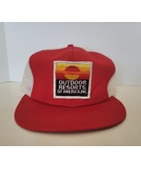 Vintage Red Snapback Hat Outdoor Resorts Patch Cap USA Made Sunbeater - €10,59 EUR