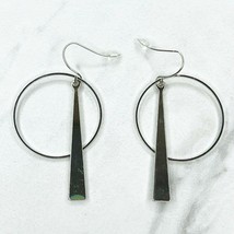 Silver Tone Hoop Triangle Dangle Earrings Pierced Pair - £5.51 GBP