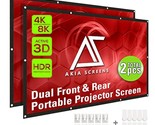 Dual Projector Screen Rear Front 120 Inch 16:9 Portable Foldable Anti-Cr... - $35.99